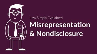 Misrepresentation and Nondisclosure  Contracts  Defenses amp Excuses [upl. by Nnairek742]