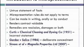 Misrepresentation Lecture 1 of 4 [upl. by Acinej]